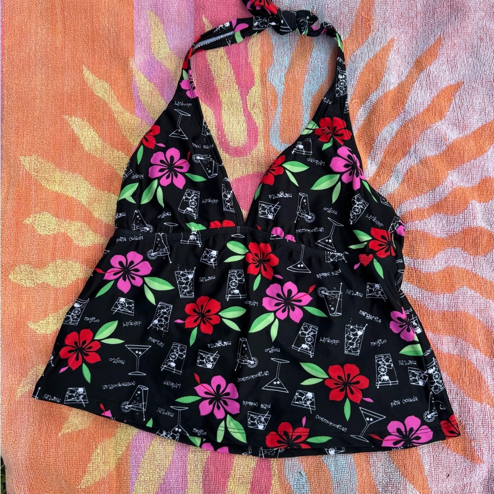 Floral Halter Top with Cocktail Print